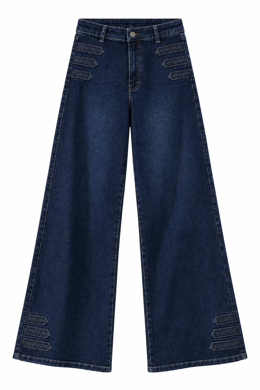 Jeans Wide Leg con Detalles Denim