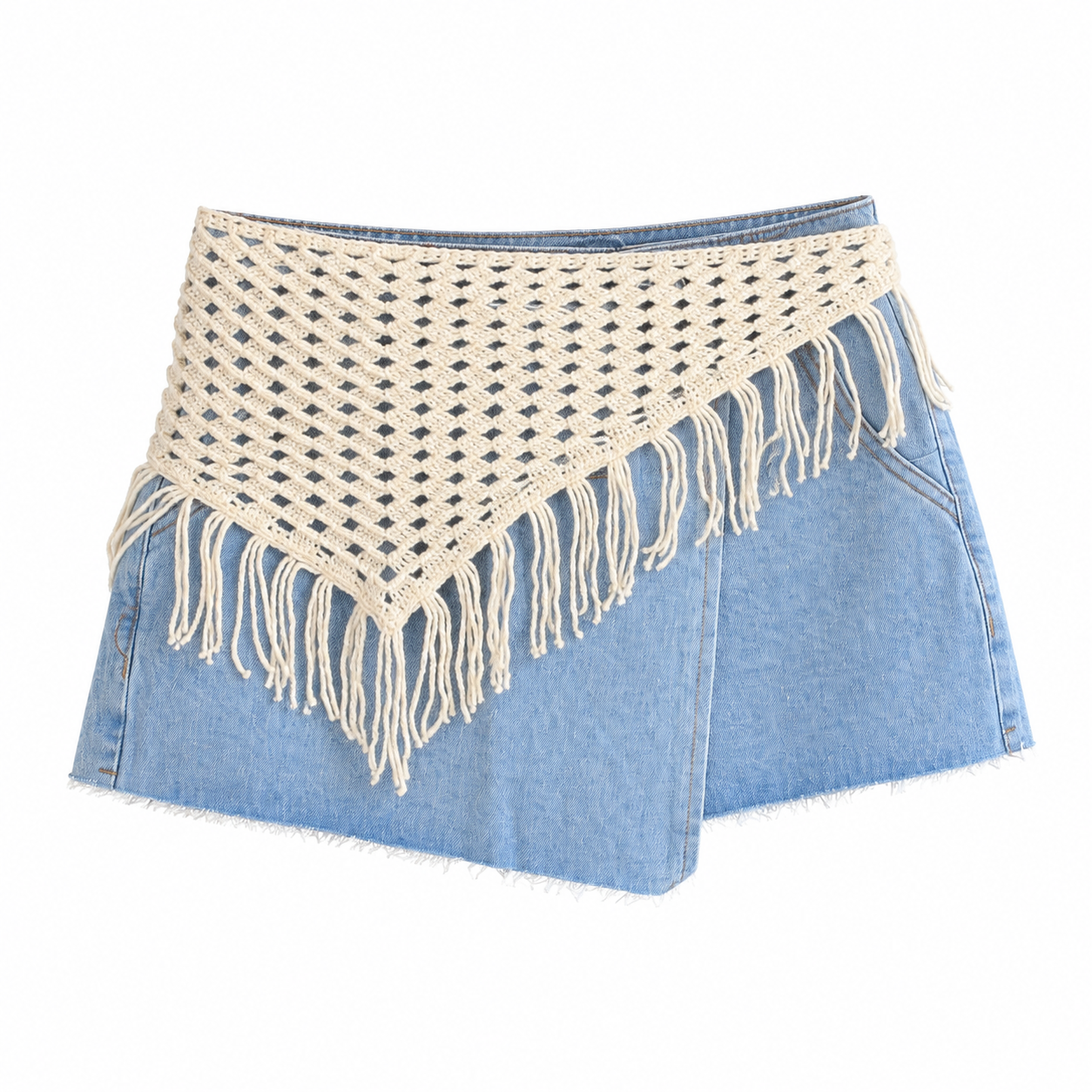 short falda asimétrica mezclilla