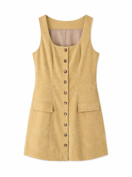 Vestido gamuza botones