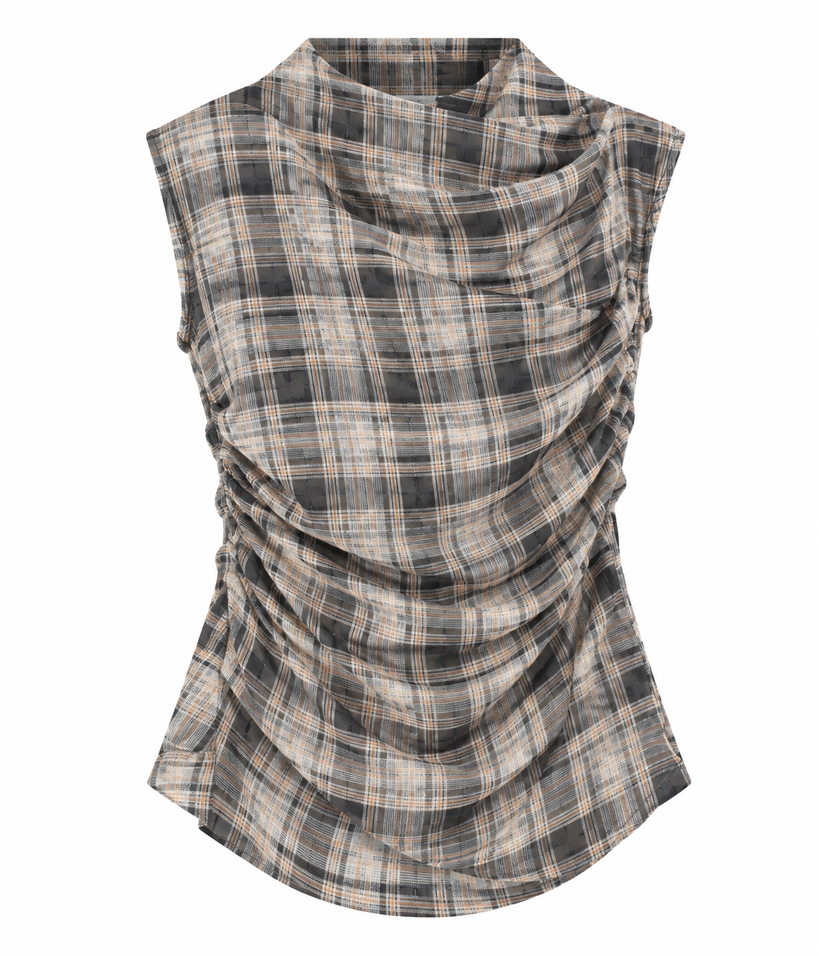 Blusa cuadros cuello alto