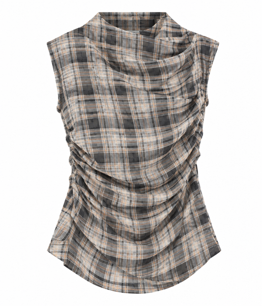 Blusa cuadros cuello alto