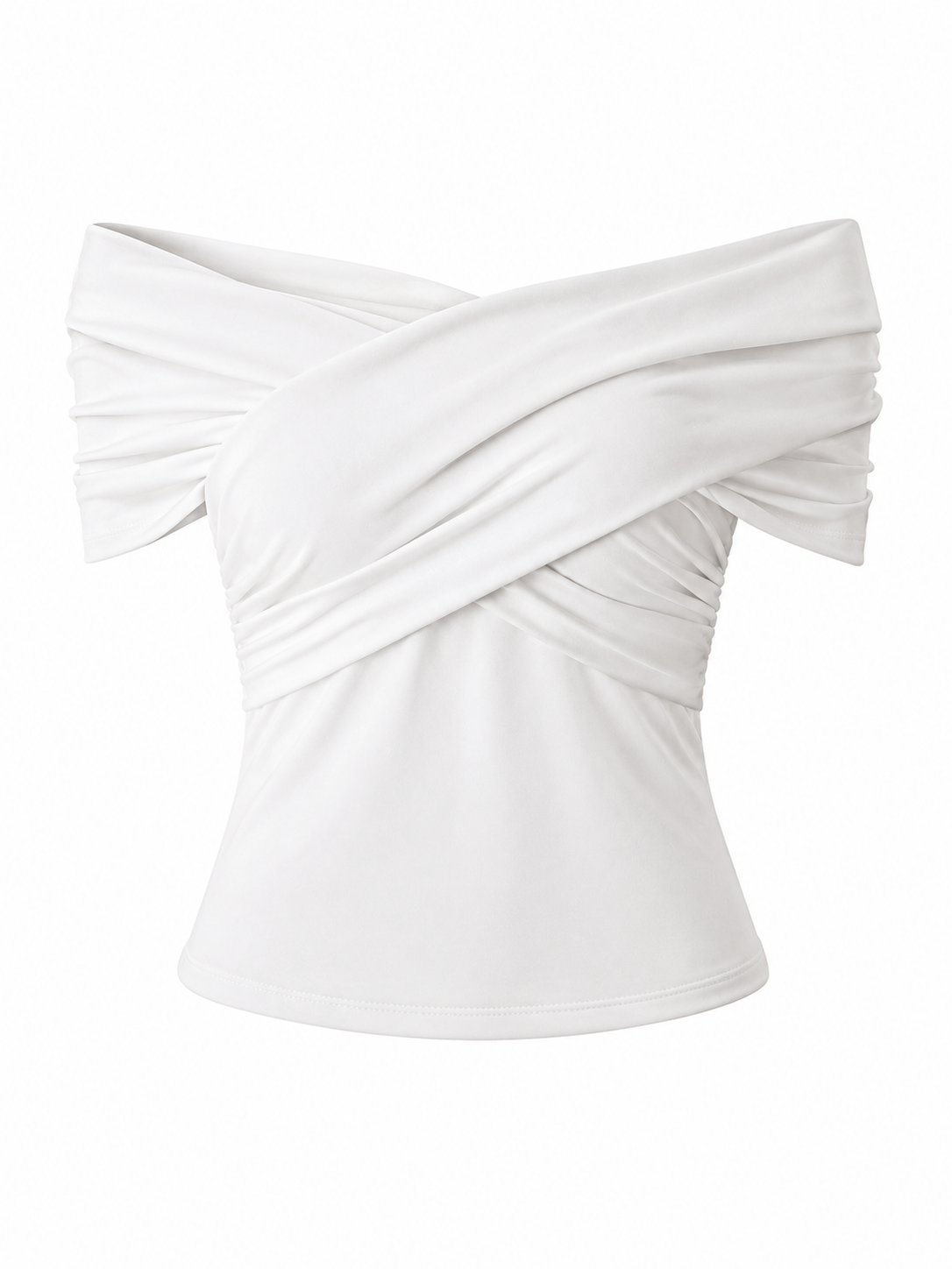 Blusa off shoulder con drapeado cruzado
