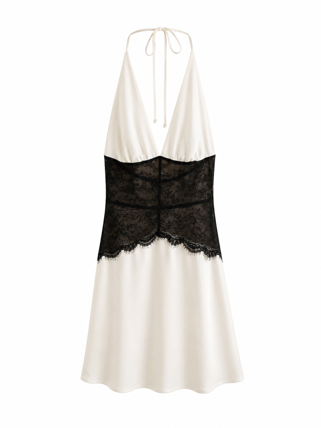 Vestido halter ajustado encaje