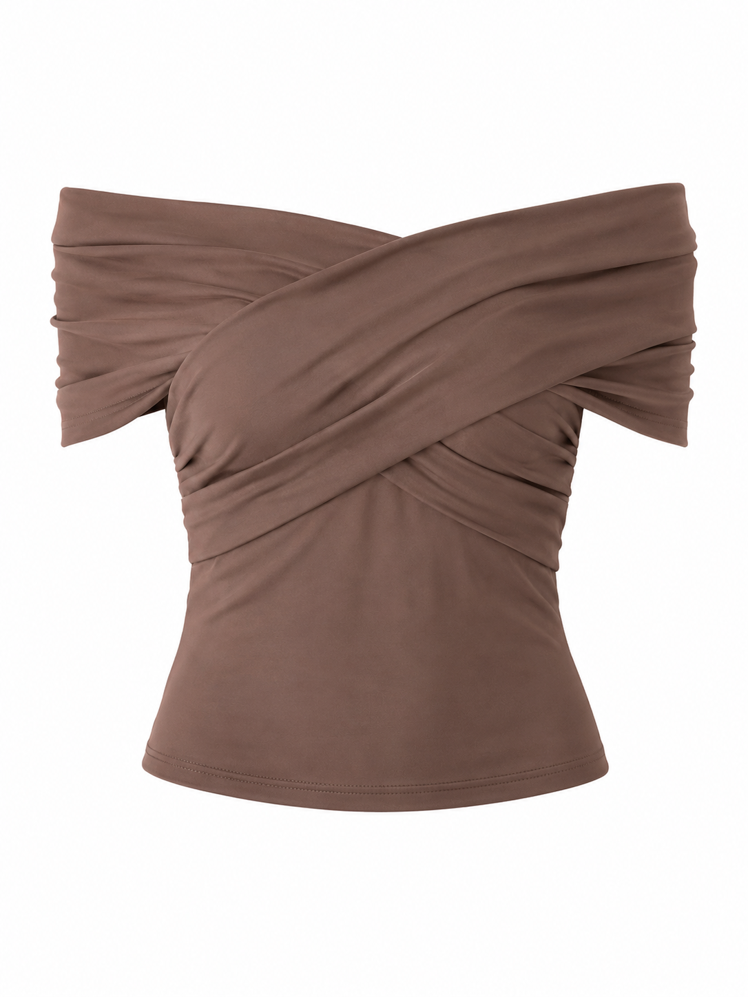 Blusa off shoulder con drapeado cruzado