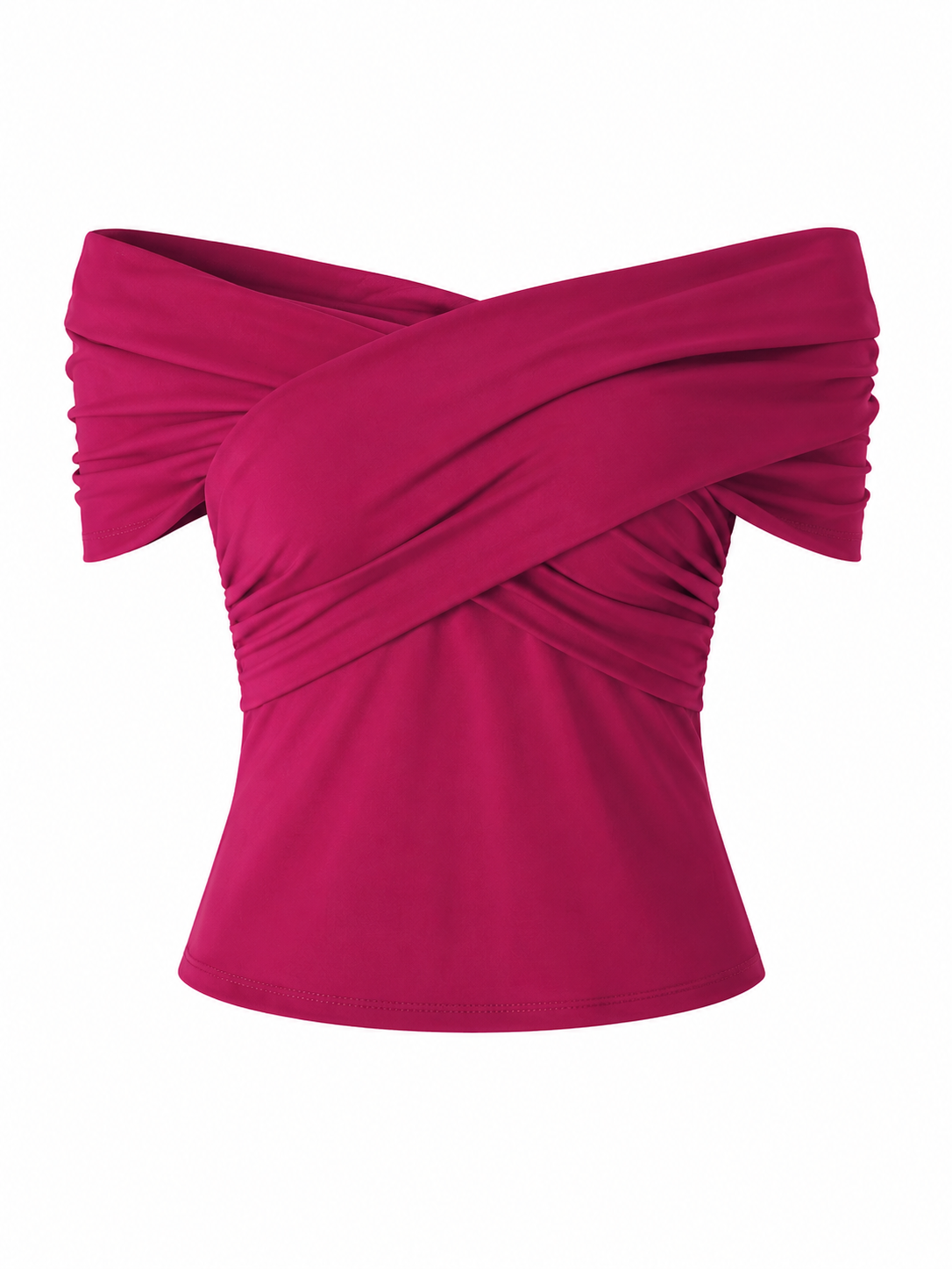 Blusa off shoulder con drapeado cruzado
