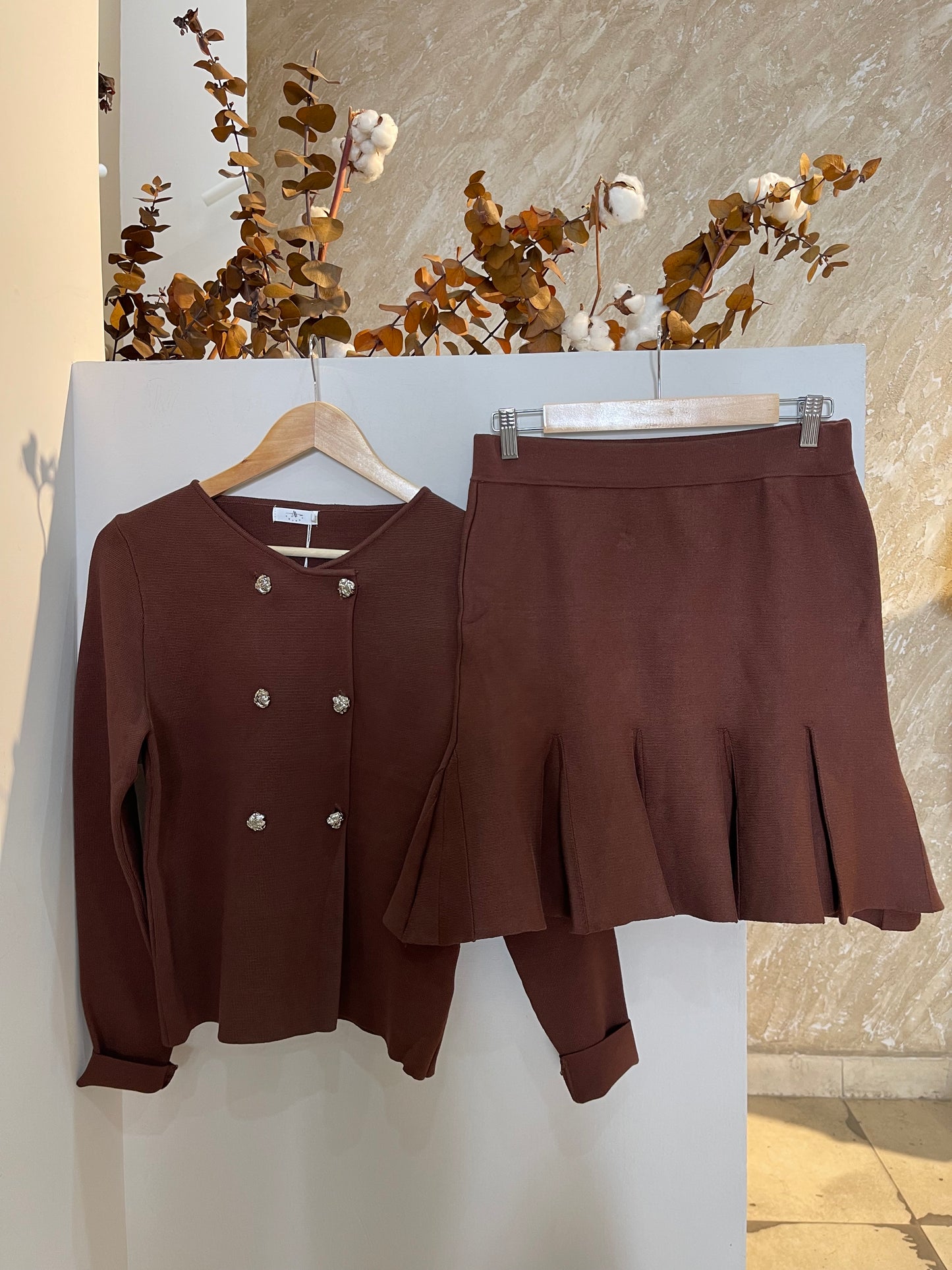 Conjunto tejido blusa falda
