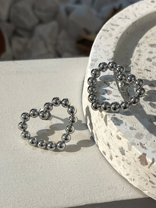 Aretes corazón plata