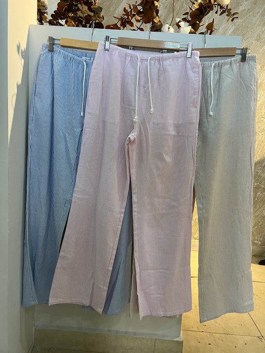 Pantalón lino rayado