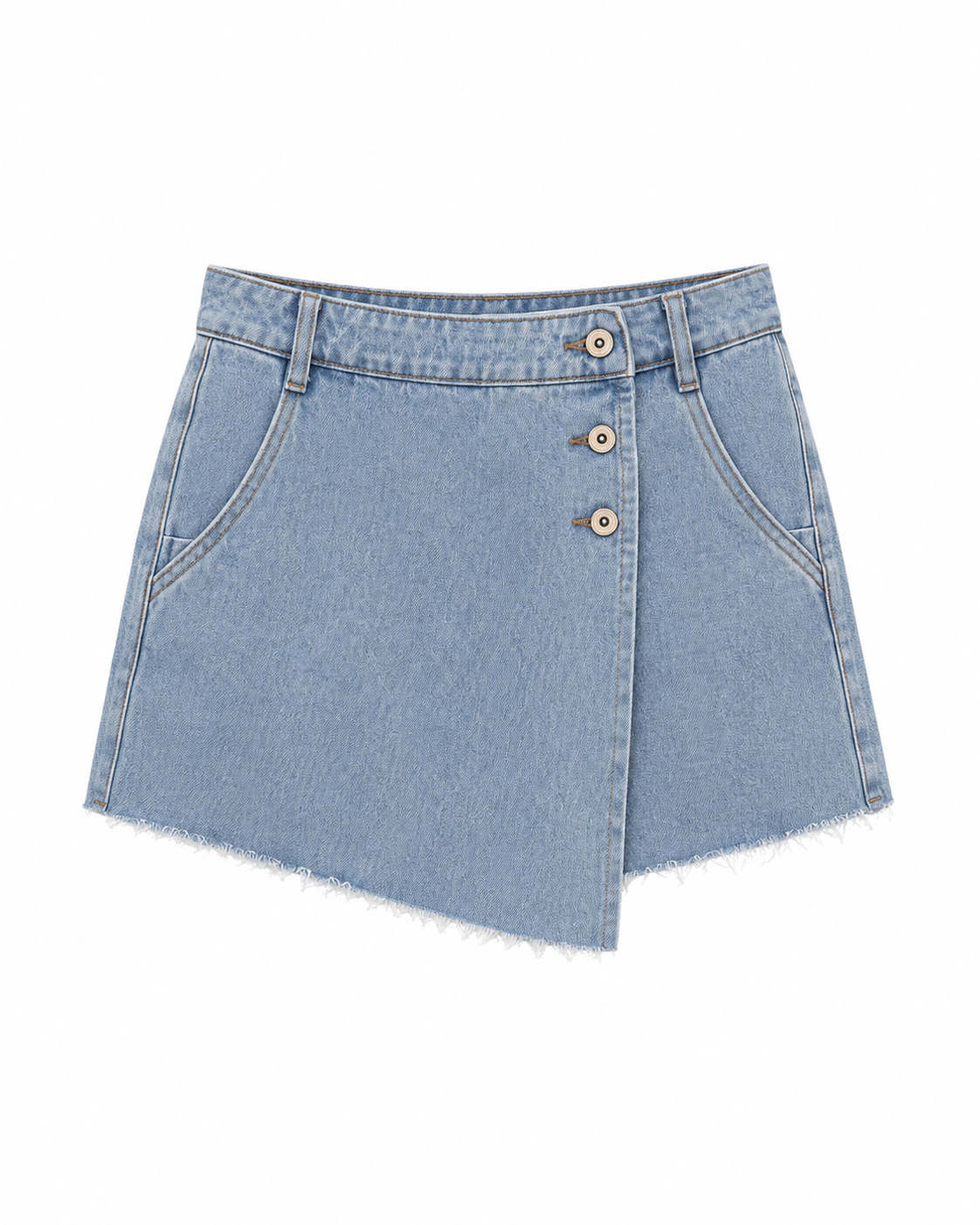 short falda asimétrica mezclilla
