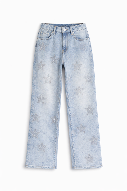 Pantalón estrellas de brillos wide leg