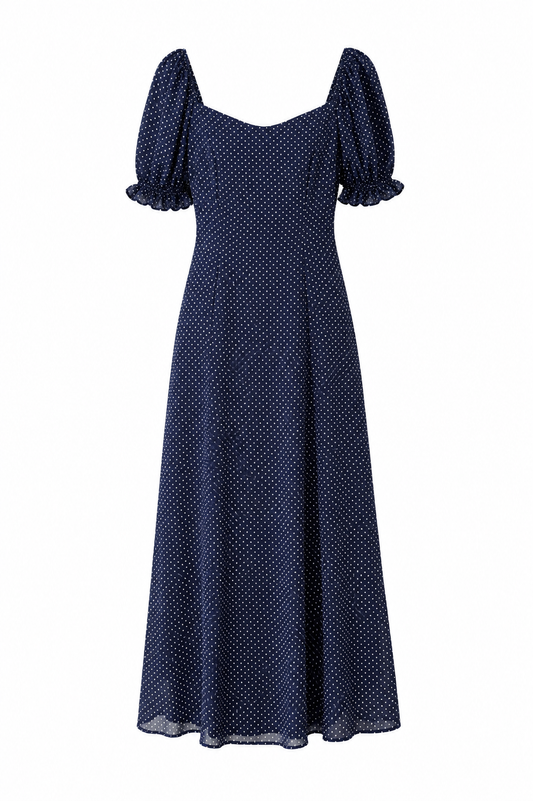 Vestido midi lunares mangas