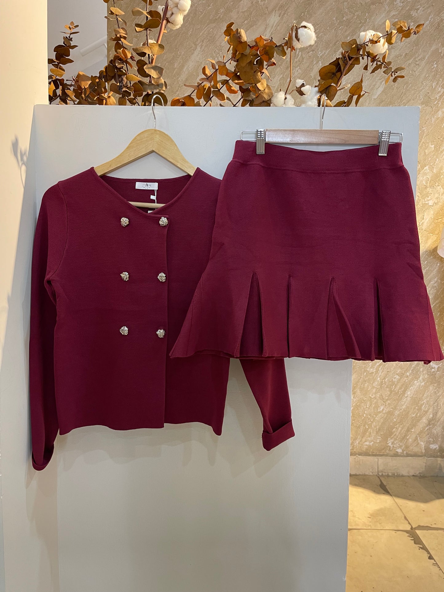 Conjunto tejido blusa falda