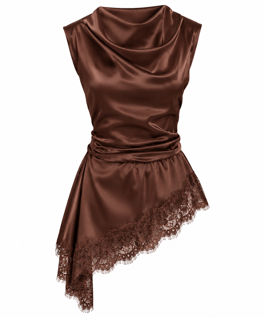 Blusa satin asimétrica