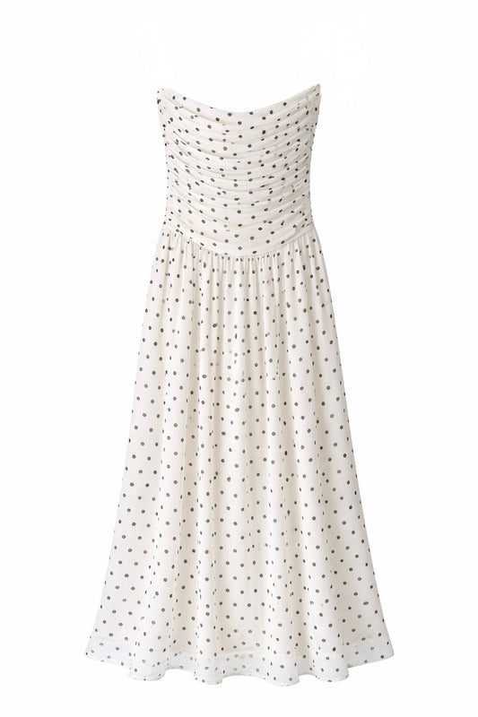 vestido lunares strapless