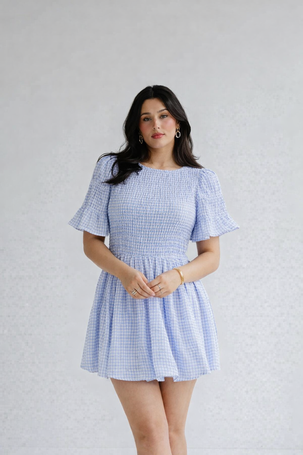 Vestido Mini Gingham Azul