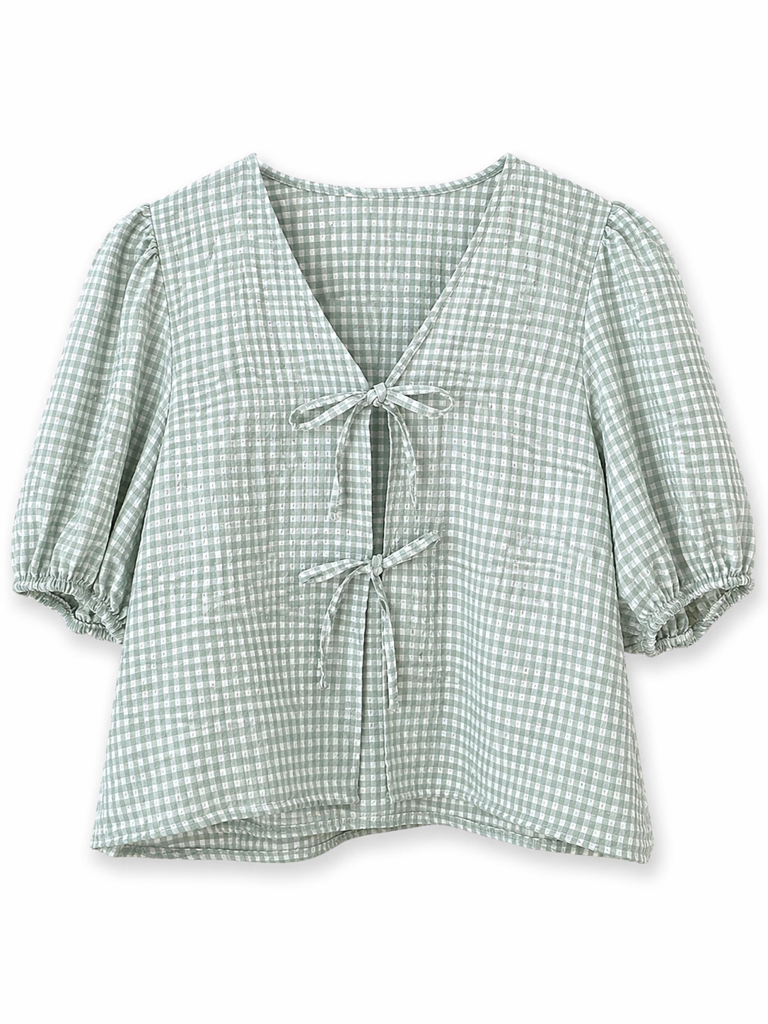 Blusa moños cuadros