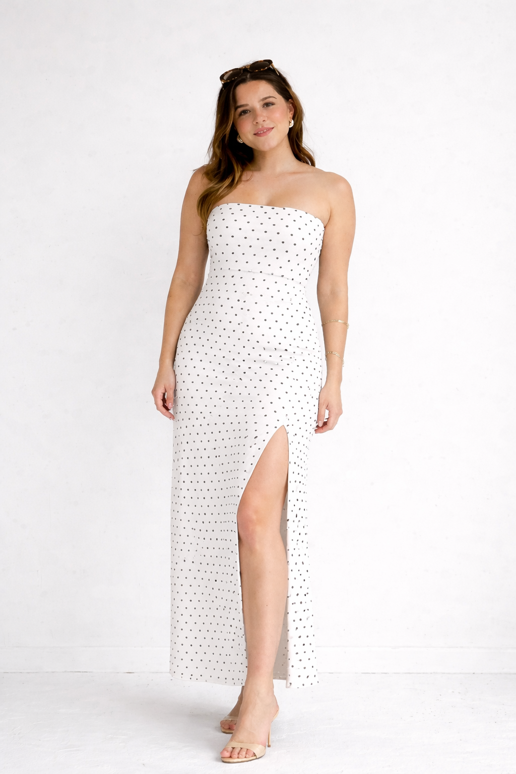 Vestido strapple lunares